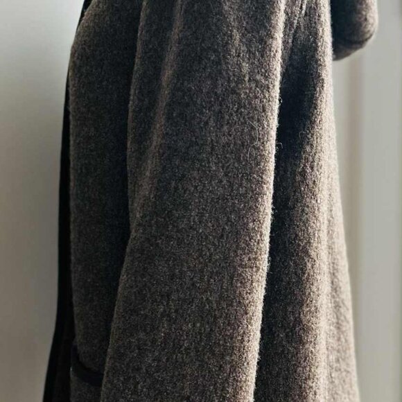 Vintage ME-JAY Taupe Brown Virgin Wool Longline Coat with Removable Hood – US 6 - Picture 6 of 13